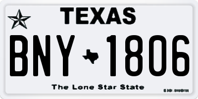 TX license plate BNY1806