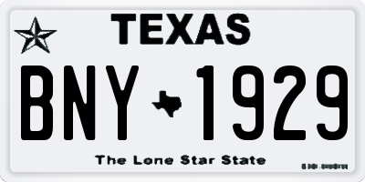 TX license plate BNY1929