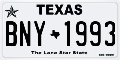 TX license plate BNY1993