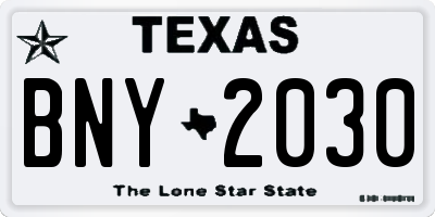 TX license plate BNY2030