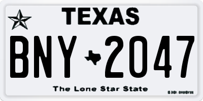 TX license plate BNY2047