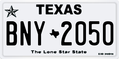 TX license plate BNY2050