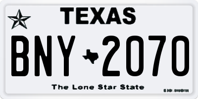 TX license plate BNY2070