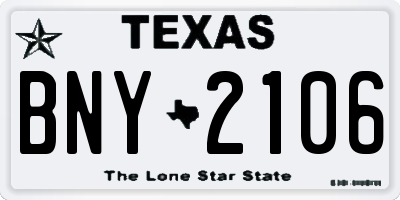 TX license plate BNY2106