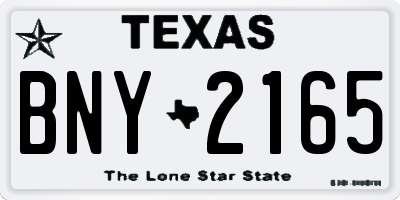 TX license plate BNY2165