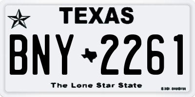 TX license plate BNY2261