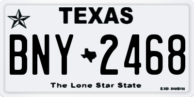 TX license plate BNY2468
