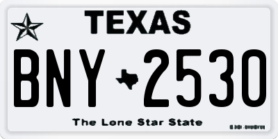 TX license plate BNY2530
