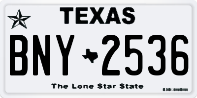 TX license plate BNY2536