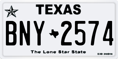 TX license plate BNY2574