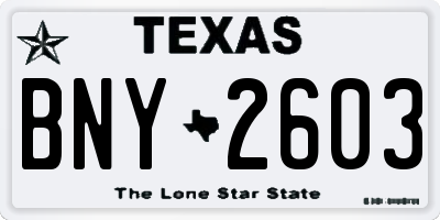 TX license plate BNY2603