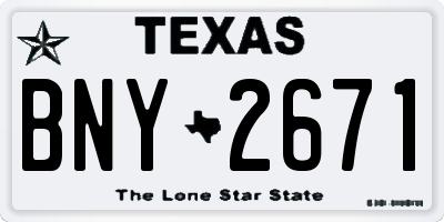 TX license plate BNY2671