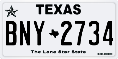 TX license plate BNY2734