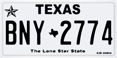 TX license plate BNY2774
