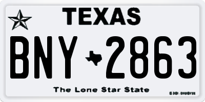 TX license plate BNY2863