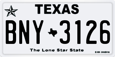 TX license plate BNY3126