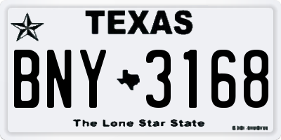 TX license plate BNY3168