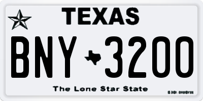 TX license plate BNY3200