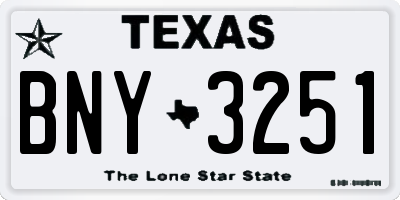 TX license plate BNY3251