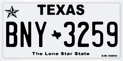 TX license plate BNY3259