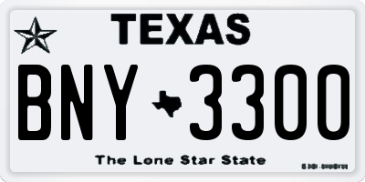 TX license plate BNY3300