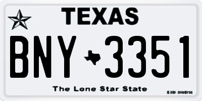 TX license plate BNY3351