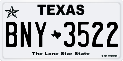 TX license plate BNY3522