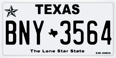 TX license plate BNY3564