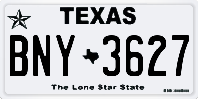 TX license plate BNY3627