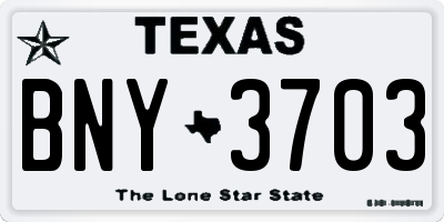 TX license plate BNY3703