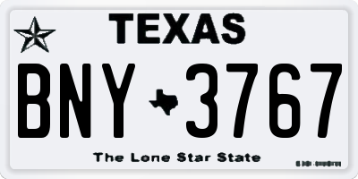 TX license plate BNY3767