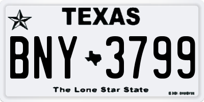 TX license plate BNY3799