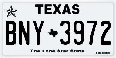 TX license plate BNY3972