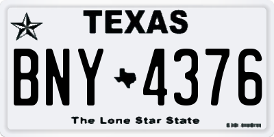 TX license plate BNY4376