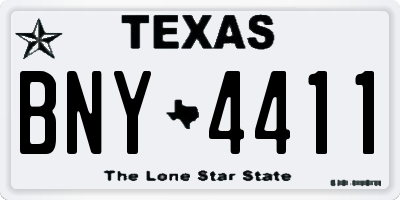 TX license plate BNY4411