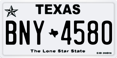 TX license plate BNY4580