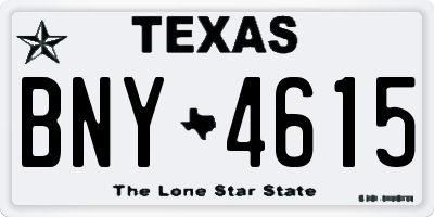 TX license plate BNY4615