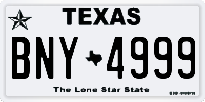 TX license plate BNY4999