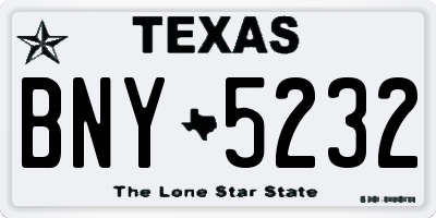 TX license plate BNY5232