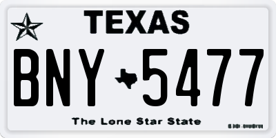 TX license plate BNY5477