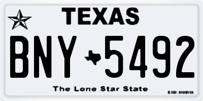 TX license plate BNY5492