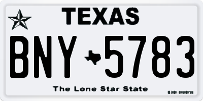 TX license plate BNY5783