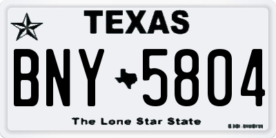 TX license plate BNY5804