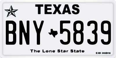 TX license plate BNY5839