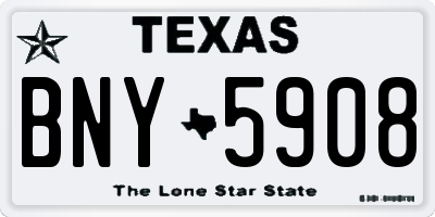 TX license plate BNY5908