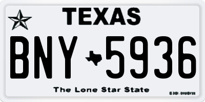 TX license plate BNY5936
