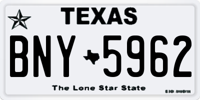 TX license plate BNY5962