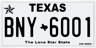 TX license plate BNY6001