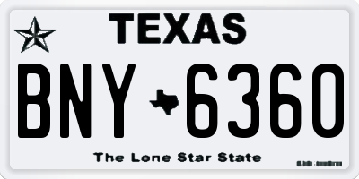 TX license plate BNY6360
