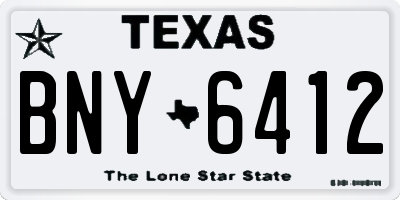 TX license plate BNY6412